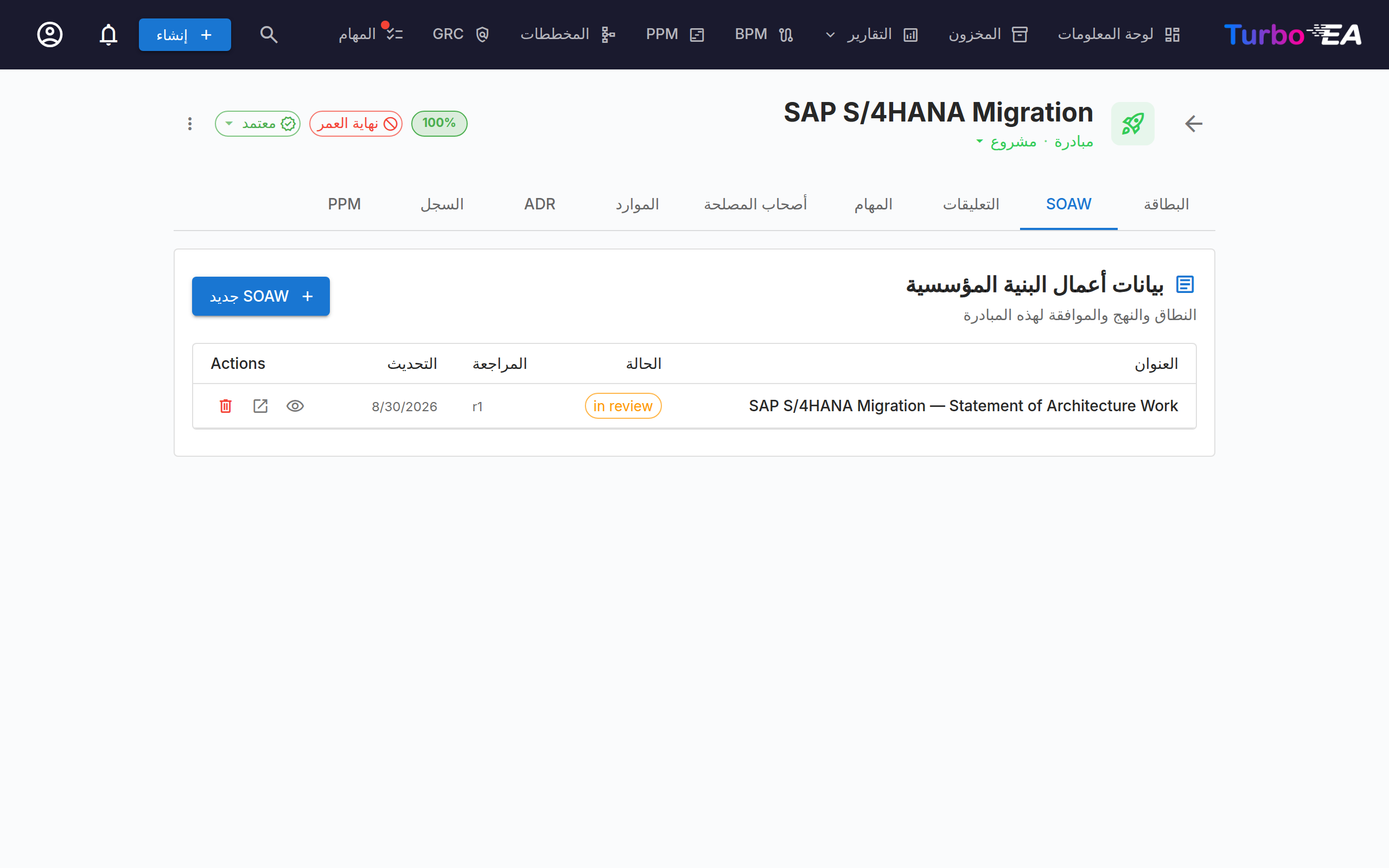 بطاقة المبادرة — علامة تبويب SoAW