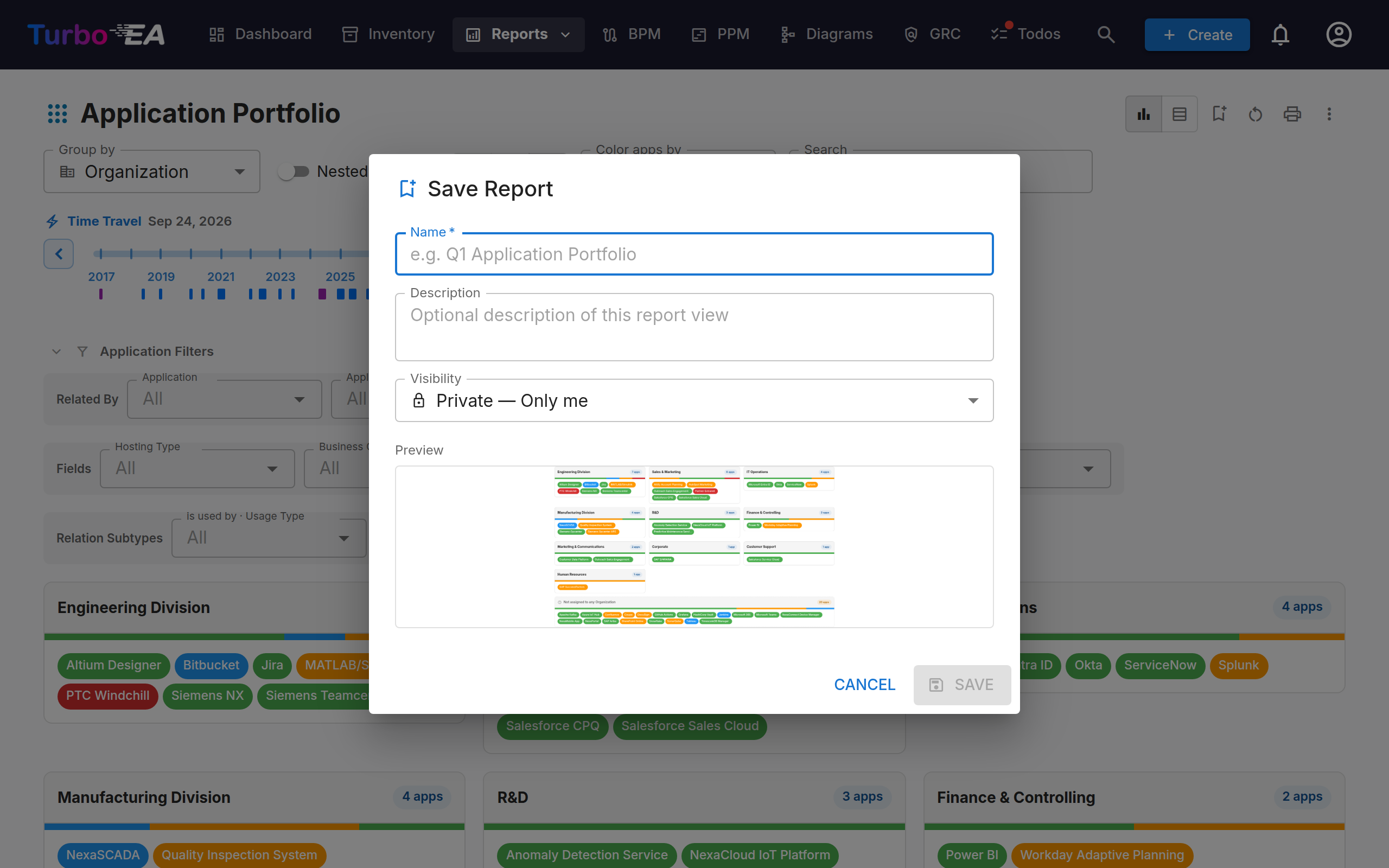 Save Report dialog