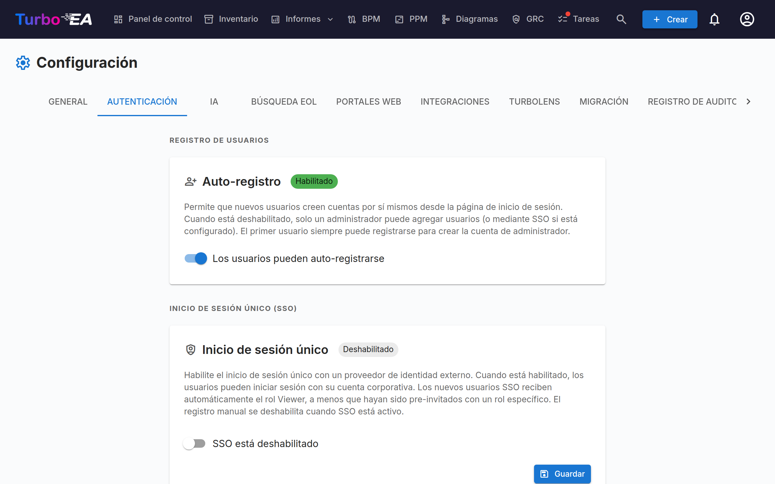 Configuración de Autenticación y SSO