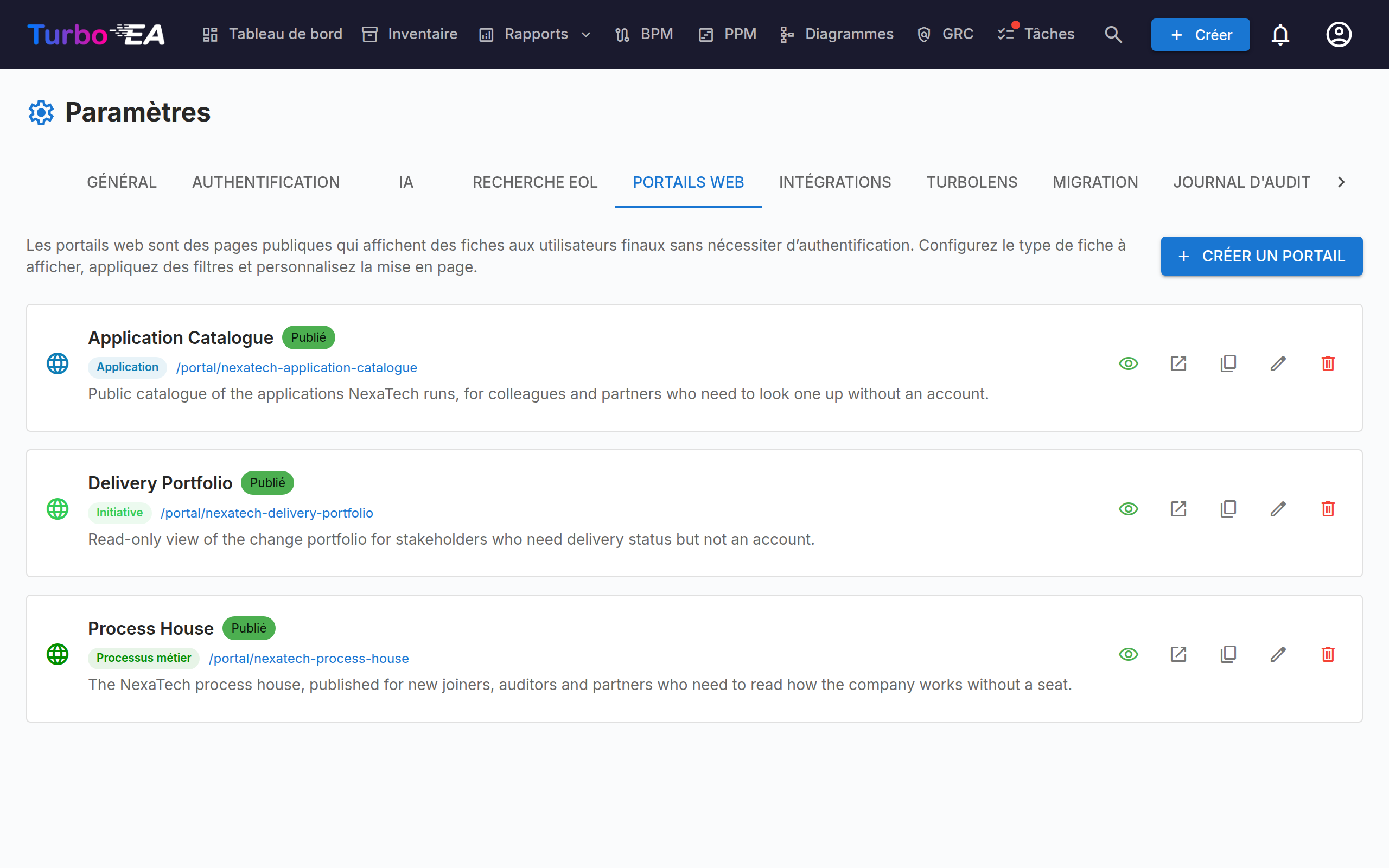 Administration des portails web